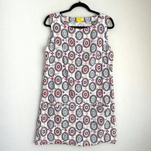 Roller Rabbit Women's Sleeveless Tunic Short Dress White Colorful Print Artsy L - Picture 1 of 13