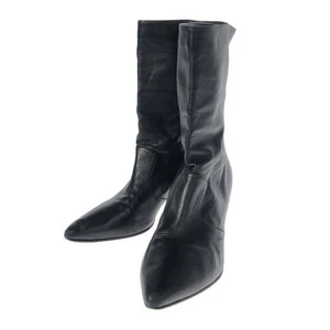 PRADA short western heel Boots Shoes EU 37.5 US 7.5 Black Authentic - Picture 1 of 24