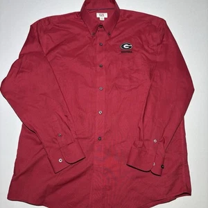 Cutter & Buck Men's XL UGA Bulldogs Button Down Shirt Solid Red Embroidered Logo - Picture 1 of 8