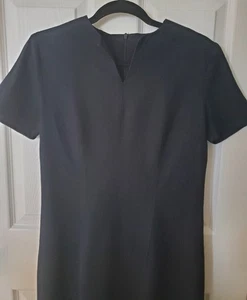 Coldwater Creek Size 8 Lt. Black Linen-Blend Short-sleeved Shift Dress Back Zip - Picture 1 of 17
