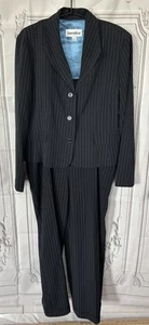Vintage Danny & Nicole Damen Hosenanzug Größe 16 W BLAU NADELSTREIFEN WASCHBAR - Bild 1 von 14