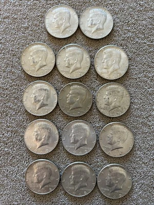 Lote de medio dólar Kennedy 1967 (8) y 1969 (6) de 14 cada uno 40 % de plata Foto 1 de 4
