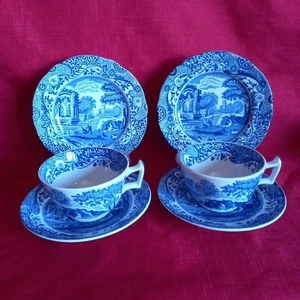 SET OF TWO. SPODE BLUE ITALIAN....TEA CUPS, SAUCERS & SIDE PLATES - Picture 1 of 11