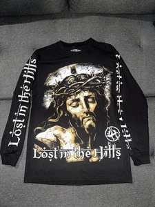 T-shirt manica lunga Lost in the Hills nera Gesù ali crocifissione taglia media - Foto 1 di 10