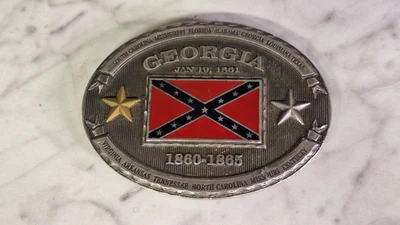 Hebilla de cinturón de metal bandera de batalla de Georgia de colección Foto 1 de 4