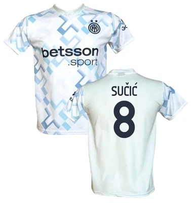 Maglia Sucic 8 Inter Away 2025 2026 Ghost Aqua Bianca ufficiale LC sport - Immagine 1 di 3