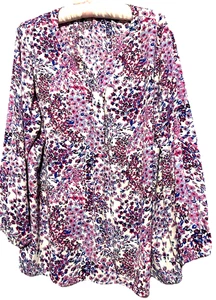 Top Tahari 1X Blusa Camisa Cabrichosa Floral Sedosa Cotta Rosa Púrpura Coqueta - Imagen 1 de 6