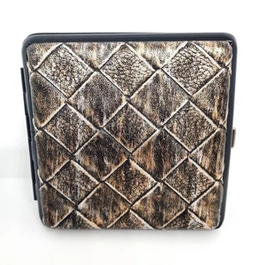 Fujima goldfarben kariertes Design PU Leder umwickelt King Size Zigarettenetui - Bild 1 von 5