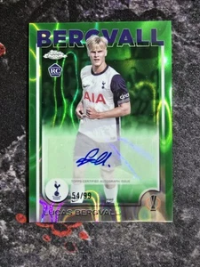 2024-25 Topps Chrome UEFA Club Comp Lucas Bergvall Rookie Auto Verde Lava /99 - Foto 1 di 2