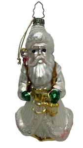 Vintage BK 1998 Weihnachtsschmuck mundgeblasenes Glas weiß Weihnachtsmann - Bild 1 von 10