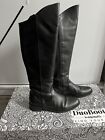 DuoBoots Black Leather Huntsman Knee High Boots Size UK 7 Width 34cm