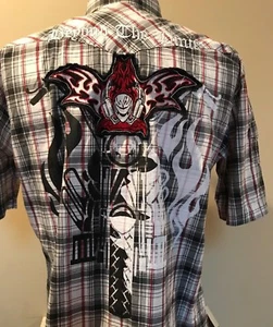 Beyond The Limit Men's Size XL Motorcycle Graphic Patches Shirt Short Sleeve VGC - Picture 1 of 12