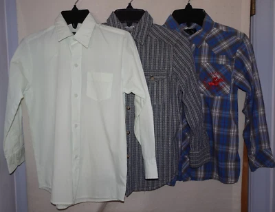 LOTE DE (3) CAMISAS ABOTONADAS NIÑOS TALLA 6/7 Y 7 MANGA LARGA SEMINUEVAS Foto 1 de 4