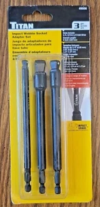 Titan 3pc 6" Wobble Impact Socket adapters 1/4" Hex to 1/4, 3/8 & 1/2"dr #49006 - Picture 1 of 1
