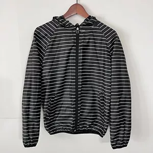 Beverly Hills Polo Club Womens Jacket Size M Black Striped Full Zip Hoodie - Picture 1 of 7