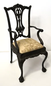 Vintage Cast Iron Antique Style Victorian Doll Padded Chair 17” - Picture 1 of 24
