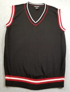HOT TOPIC Sweater Vest Men’s Medium M Black Red White Contrast Sleeveless V Neck - Picture 1 of 13