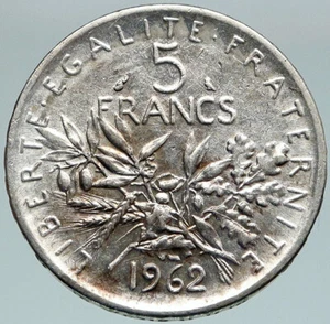 1962 FRANCE La Semeuse French SOWER WOMAN Old LARGE Silver 5 Francs Coin i86776 - Picture 1 of 3