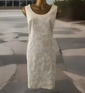 APRIRI abito tubino donna vintage beige floccato senza maniche taglia 12 sopra il ginocchio - Foto 1 di 14