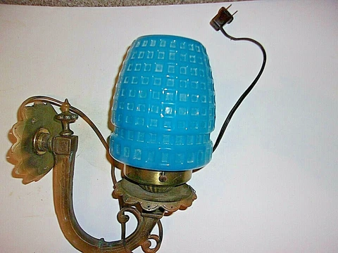Vintage Cast Brass/Bronze Wall Sconce ART DECO With Globe 9" From Wall 10" Tall Cover