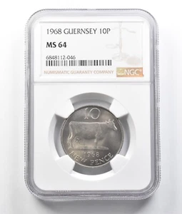 1968 Guernsey 10 Pence MS64 NGC *7045 - Picture 1 of 3