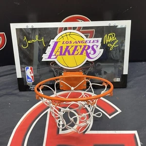 Magic Johnson & James Worthy Autographed Los Angeles Lakers Mini Backboard CX - Picture 1 of 4