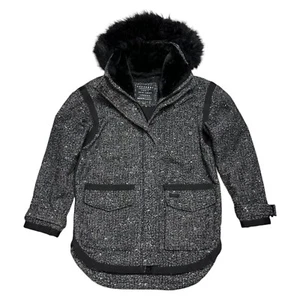 SUPERDRY Wool Blend Faux Fur Fleece Winter Parka Womens Jacket Coat Medium - Picture 1 of 9