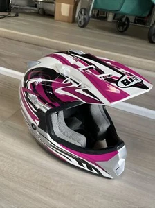 BILT Dirt Bike Helmet Redemption Pink Black And White Youth Medium - Picture 1 of 12