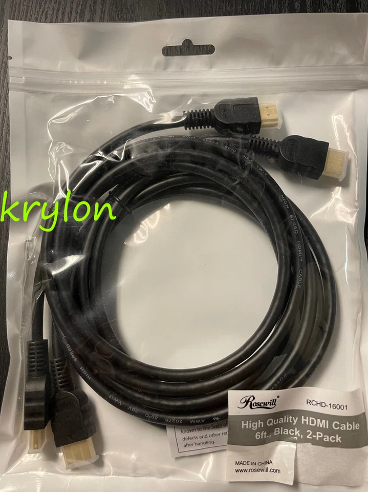 2 Pack Rosewill HDMI 1.4 1.3 Cables 6 ft 1080p 1440p HD 10.2 Gbps support Retail - Image 1 of 1