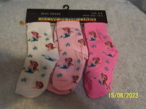 Set Of 3 Pairs Of Glow In The Dark Girl's Socks Size 6-8 Shoe Size 10-4 New - Picture 1 of 2