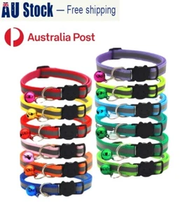 CAT Collar Reflective with Safety Release Breakaway Buckle Kitten Puppy Pet Bell - Picture 1 of 26