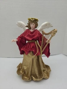 Tela Kurt Adler Mache Angel Árbol Topper Rojo Dorado 9" En Caja De Colección  - Imagen 1 de 11
