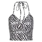 Women Halter Backless Bodycon Crop Top Hollow Out Stripes Camis Vest