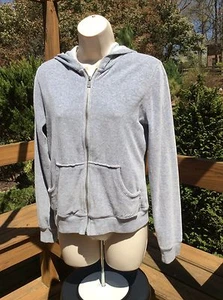 Michael Kors Velvet Track Jacket Y2K Hoodie Gray Velour Juicy Logo Bling Size M - Picture 1 of 10