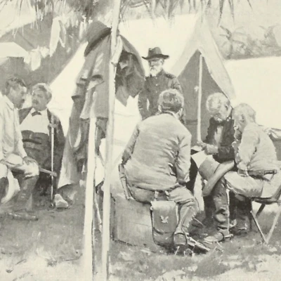 古巴圣地亚哥战争委员会沙夫特西班牙美国战争军事艺术印刷品1900 — 第 1/3 张图片