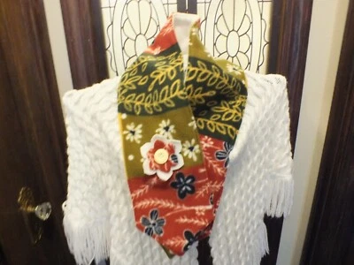 Nuevo calentador de cuello bufanda hecho a mano óxido verde marino hecho a mano flor 44x6" suave polar Foto 1 de 2