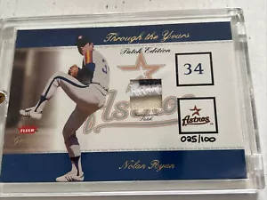2001 NOLAN RYAN FLEER GREATS THROUGH THE YEARS GAME WORN JERSEY PATCH /100 - Picture 1 of 2