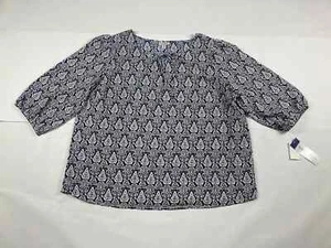 Neu ohne Etikett! Rebecca Malone, blau-weiße 3/4 Slv Bauernstil Tunika-Bluse, Größe 1X - Bild 1 von 5