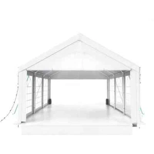 New 20 ft.x10 ft.White Heavy Duty Metal Frame and PE Roof Canopy Tent w/ Removab - Picture 1 of 6