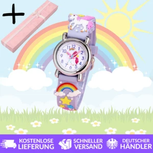 Einhorn Kinder Armbanduhr Gummi Silikon Uhr Bunte Mädchen Kinderuhr Regenbogen 1 - Bild 1 von 4