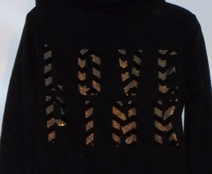 Victoria's Secret Pink Love Pink Bling Sequin Zebra Hoodie Black Small (S) NWT - Picture 1 of 4