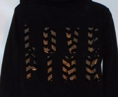 Moletom com capuz Victoria's Secret rosa amor rosa lantejoulas zebra preto médio (M) novo com etiquetas - Imagem 1 de 4