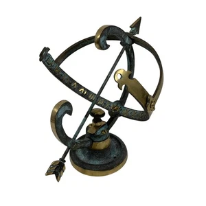 Meridiana sfera armillare da giardino in ottone antico/vintage numeri romani made in India - Foto 1 di 6