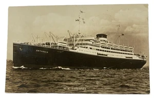 Postal RPPC vintage de 1930 ~ Cosulich Lines MV Saturnia, publicada desde envío a EE. UU. - Imagen 1 de 2