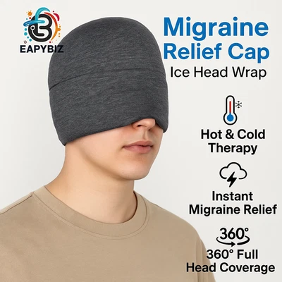 Migraine Relief Cap Ice Head Wrap – Hot Cold Therapy for Pain, Stress, Tension - Image 1 of 4