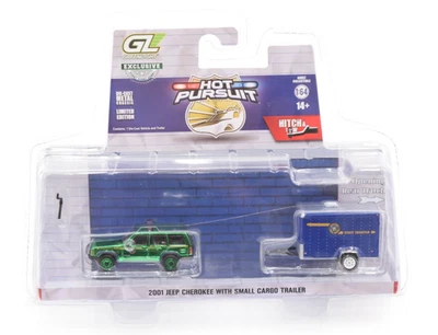 Greenlight Hot Pursuit Hitch & Tow 2001 Jeep Cherokee w/Cargo Trailer **CHASE** - Image 1 of 3