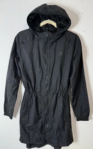 Adidas Hooded Nylon Dress Jacket Windbreaker Size S Black Long - Picture 1 of 13