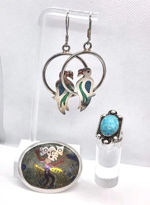 Sterling Silver Mexican Jewelry Lot 38.16g - Image 1 of 4