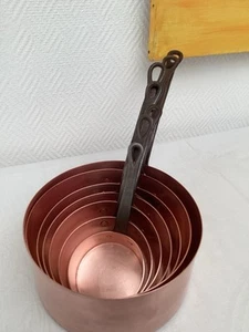 Französische Kupferpfannen Set von 7 KupferKasserollen Vintage Made In France. - Bild 1 von 21