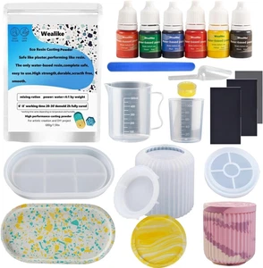 Gießpulver-Starter-Set,Enthält Gips Zum Gießen 680G,Silikonformen,Grundfarben,Sc - Bild 1 von 12